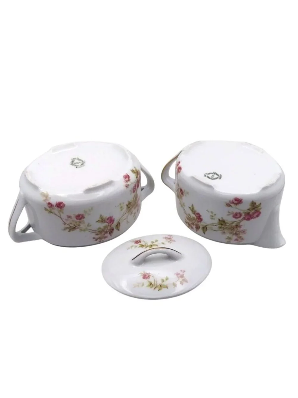 Porcelain Creamer Sugar Bowl Covered Set O&EG Royal Austria 1899 - 1918 Antique